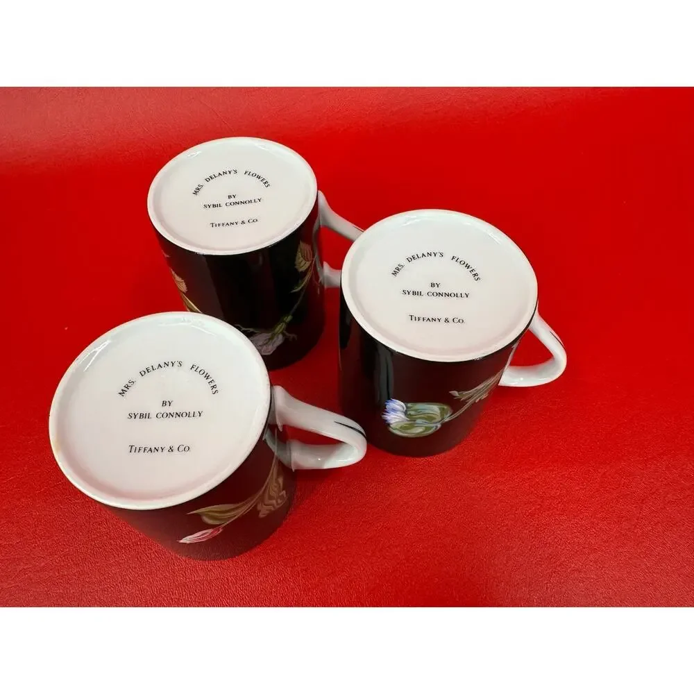 Tiffany & Co Mrs Delaneys Flowers By Sybil Connolly Floral Set Of Three Mugs - Picture 9 of 12